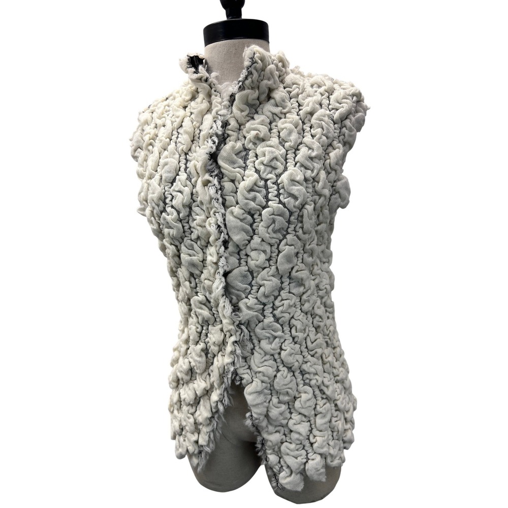 Brigitte NYC Popcorn Knit Vest Womens‎ XS Ivory Excellent Avant Garde Sleeveless